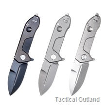 Titanium Damascus folding knives in black, gray and silver finishes