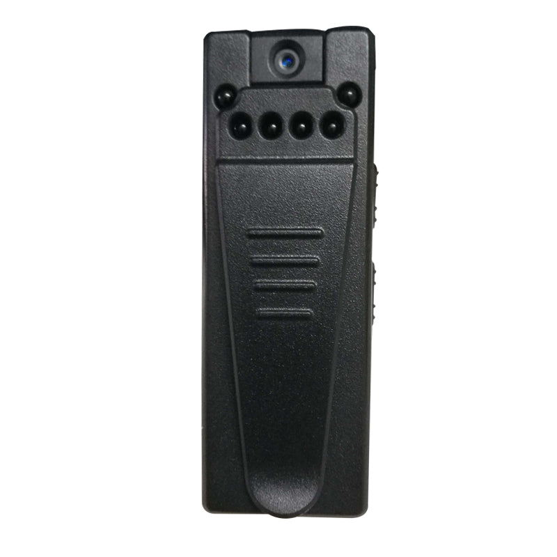 Close-up of the Pro HD body camera lens showing the four infrared LEDs for clear night vision recording.