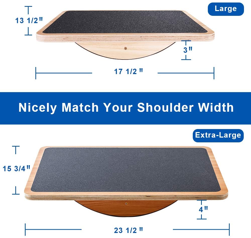 Professional Wooden Balance Rocker Board, Support Up To 350lb