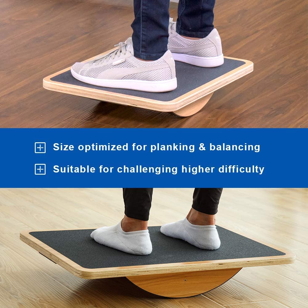 Professional Wooden Balance Rocker Board, Support Up To 350lb