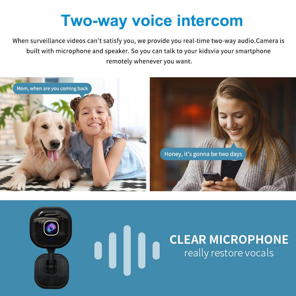 Smart 1080P Indoor Security Camera with 2-Way Audio Siren for Baby Monitor, Dog Camera w/Motion Detection