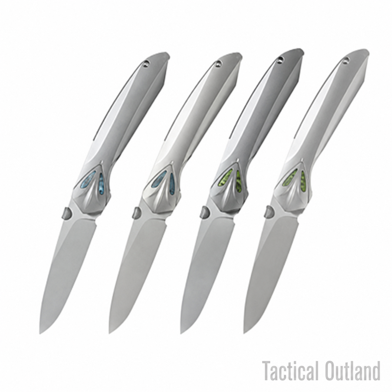 Tactical Outland VG10 titanium folding knife in Deep Gray and Silver Gray finish options