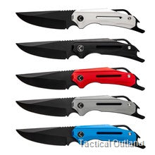 D2 steel folding knives in multiple colors on a white background