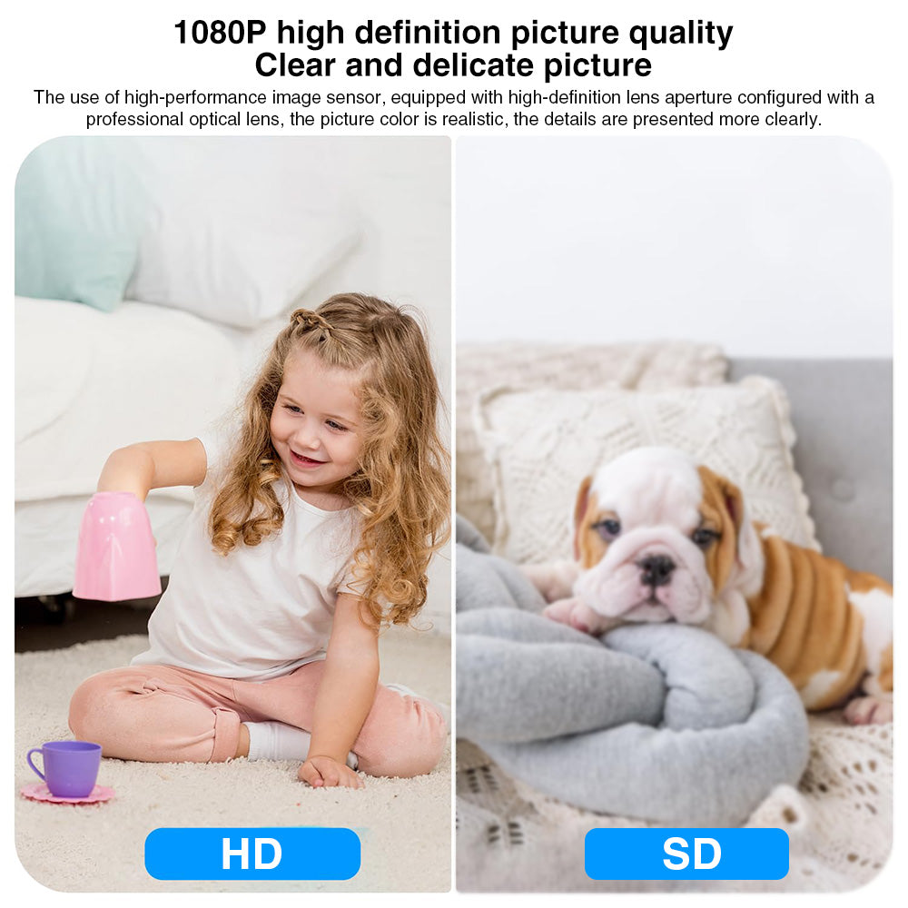 Side-by-side comparison of High Definition (HD) vs Standard Definition (SD) video quality.