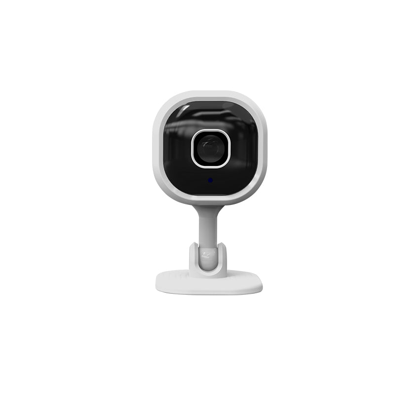 Front view of the compact 1080p HD WiFi security camera with infrared night vision lens and status LED.