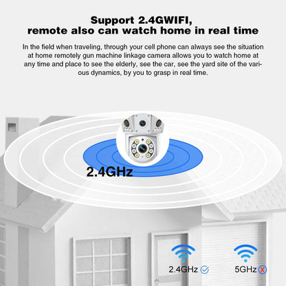 Diagram showing 2.4GHz WiFi signal strength and compatibility for home security.