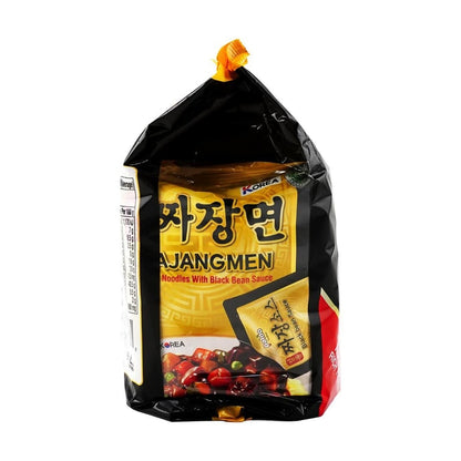 Korean Jjajangmen Noodles with Black Bean Sauce - Instant Ramen, 4 Packs