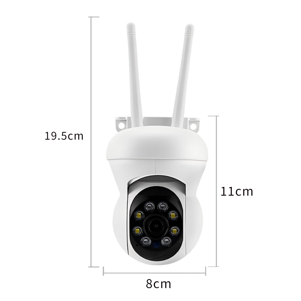 Product dimensions and size specifications for the Tactical Outland 360 WiFi Outdoor Security Camera.