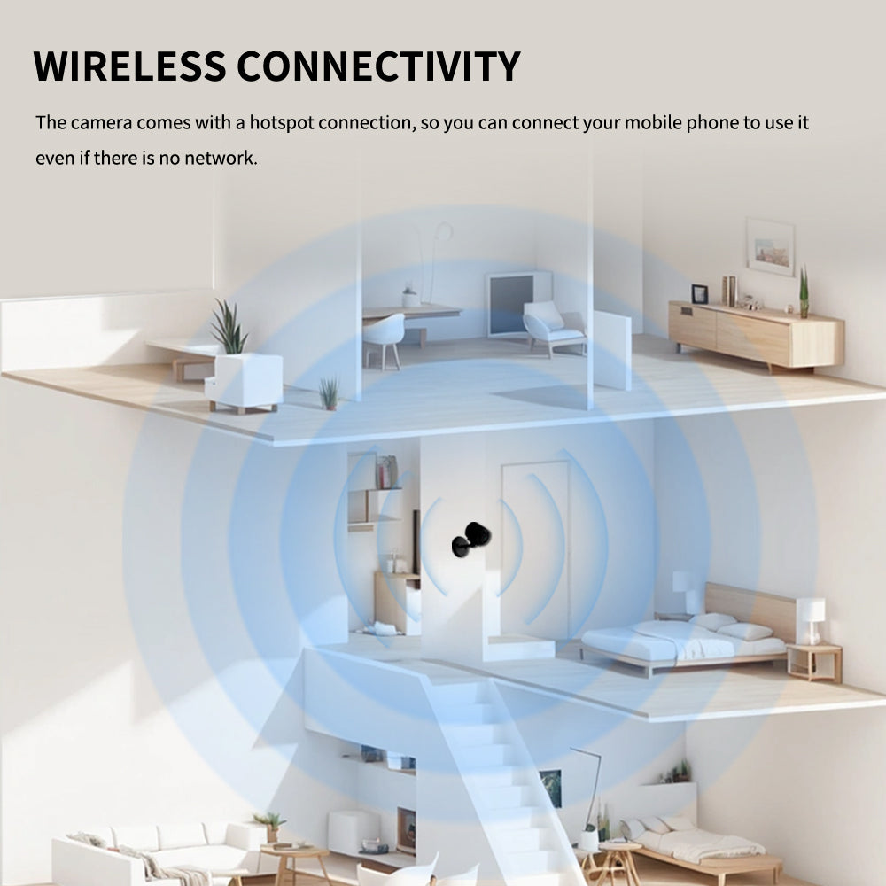 Foldable Wired Indoor Black 1080P HD AC Powered WiFi Surveillance Home Security Camera