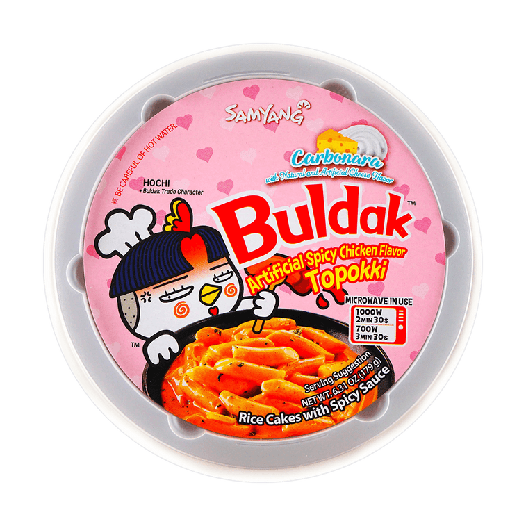 Korean Buldak Carbonara Topokki - Spicy Chicken and Cheese Flavor,6.31oz*3【Trending on TikTok】【Value Pack】