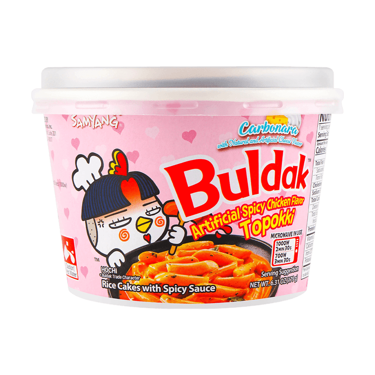 Korean Buldak Carbonara Topokki - Spicy Chicken and Cheese Flavor,6.31oz*3【Trending on TikTok】【Value Pack】