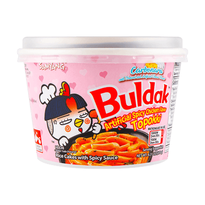 Korean Buldak Carbonara Topokki - Spicy Chicken and Cheese Flavor,6.31oz*3【Trending on TikTok】【Value Pack】