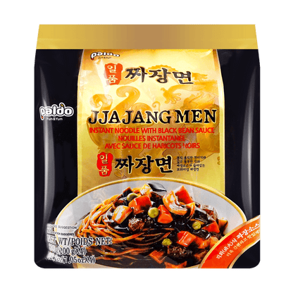 Korean Jjajangmen Noodles with Black Bean Sauce - Instant Ramen, 4 Packs