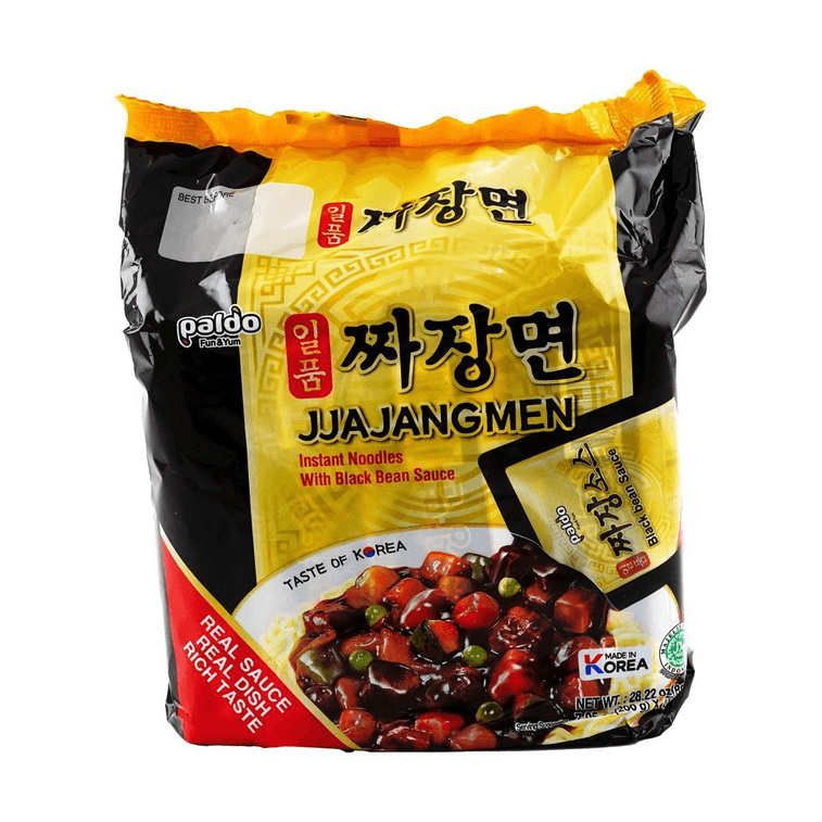 Korean Jjajangmen Noodles with Black Bean Sauce - Instant Ramen, 4 Packs