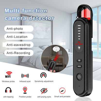 Professional 9-in-1 multi-function hidden camera detector for anti-spy, anti-location, and anti-eavesdropping protection.