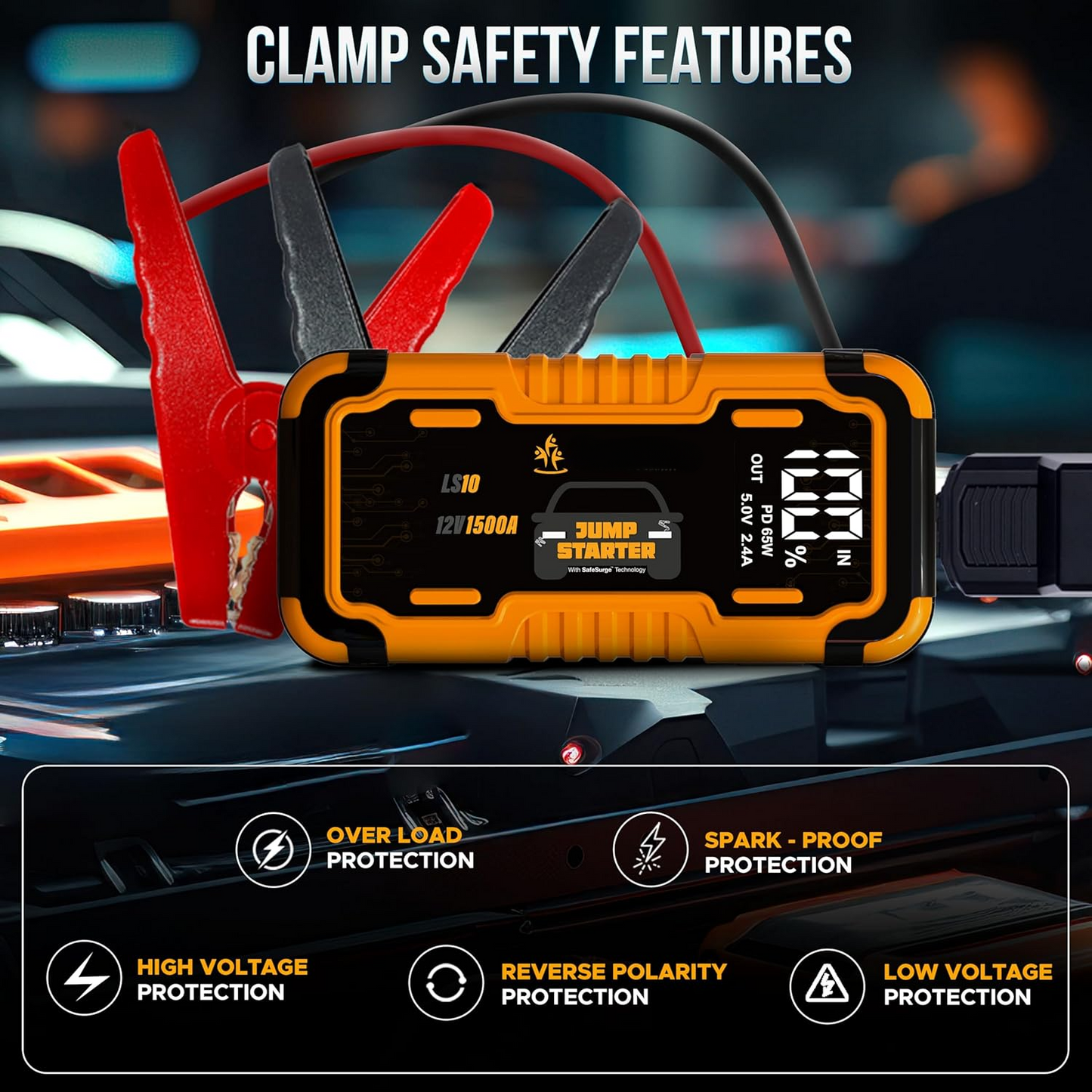 Portable Car Battery Jump Starter 1500A | EcoNour Battery Booster