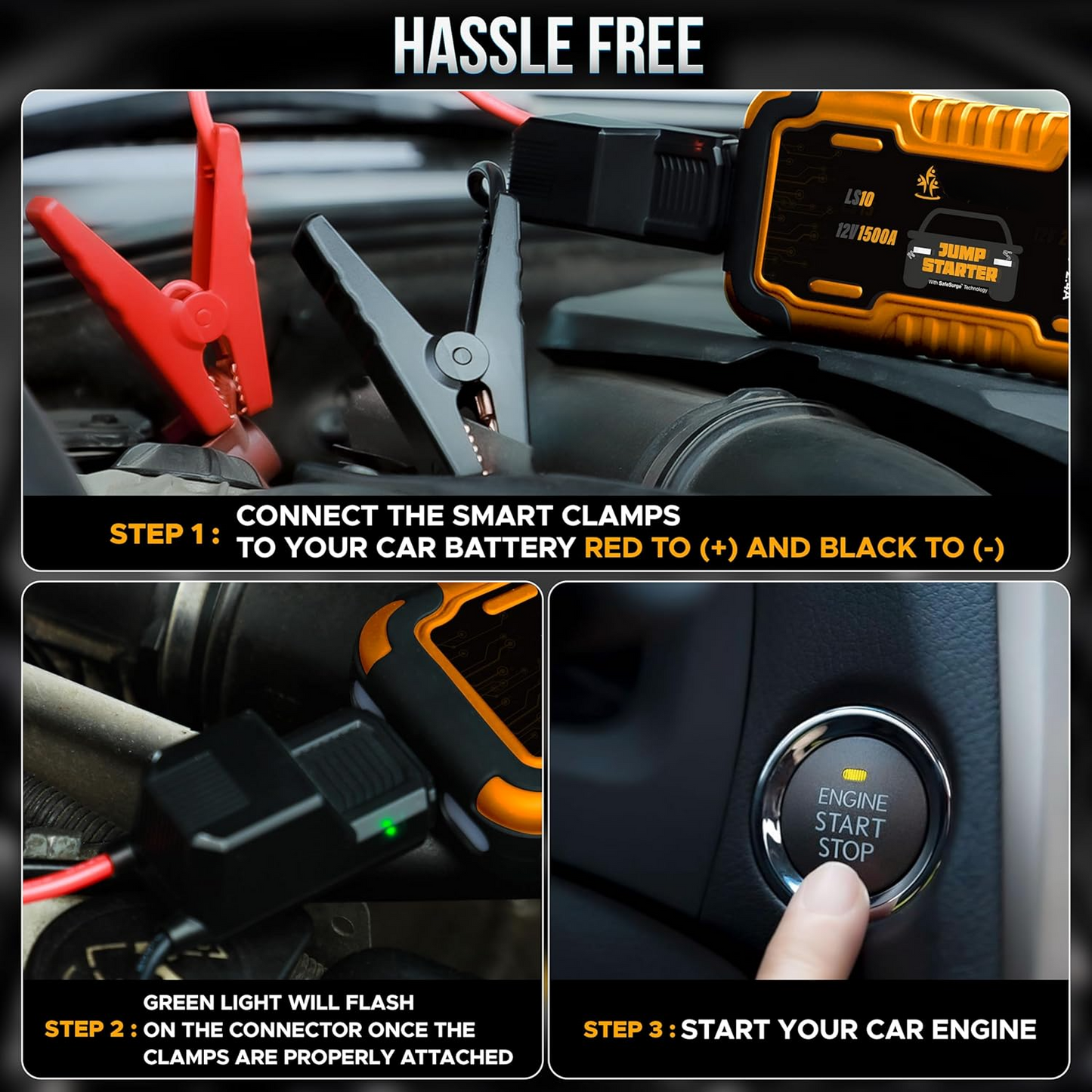 Portable Car Battery Jump Starter 1500A | EcoNour Battery Booster