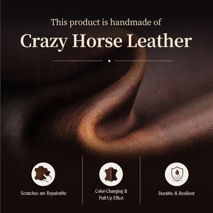 Close-up of full-grain leather texture and durability features