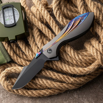 VG10 Damascus Folding Survival Knife detail view
