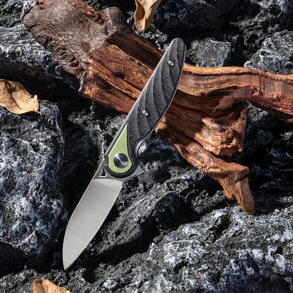 D2 steel G10 liner-lock folding knife for camping