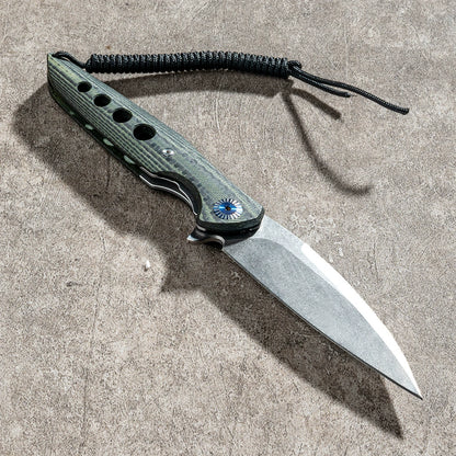 Green Pattern Damascus VG10 Folding Knife product view