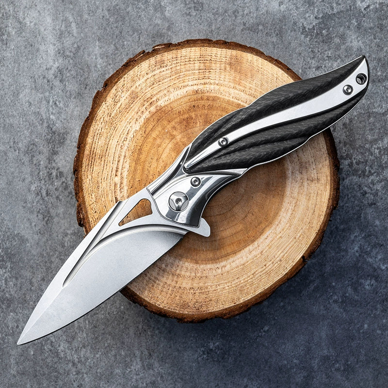 Carbon-fiber folding knife handle detail