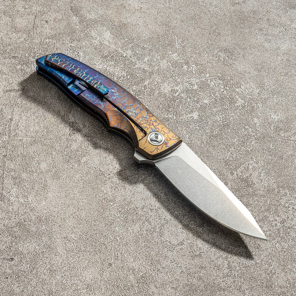 Damascus VG10 unsharpened folding knife detail