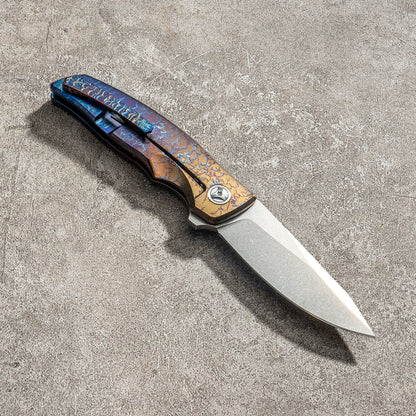 Damascus VG10 unsharpened folding knife detail
