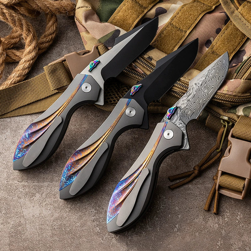 VG10 Damascus Folding Survival Knife product view