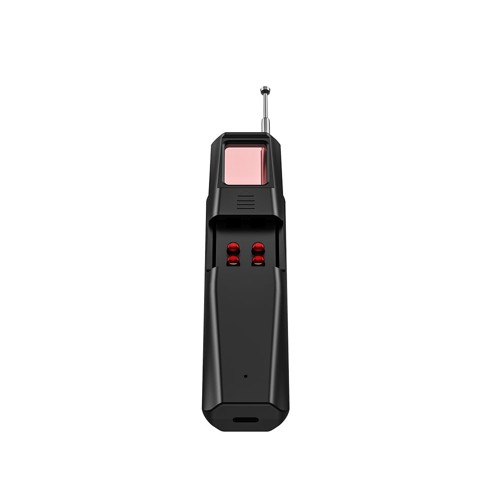 Back view of the bug sweeper device highlighting the specialized red infrared lens for camera detection.