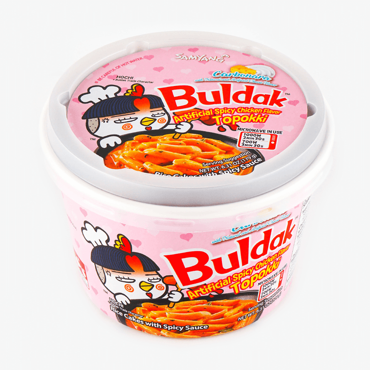 Korean Buldak Carbonara Topokki - Spicy Chicken and Cheese Flavor,6.31oz*3【Trending on TikTok】【Value Pack】
