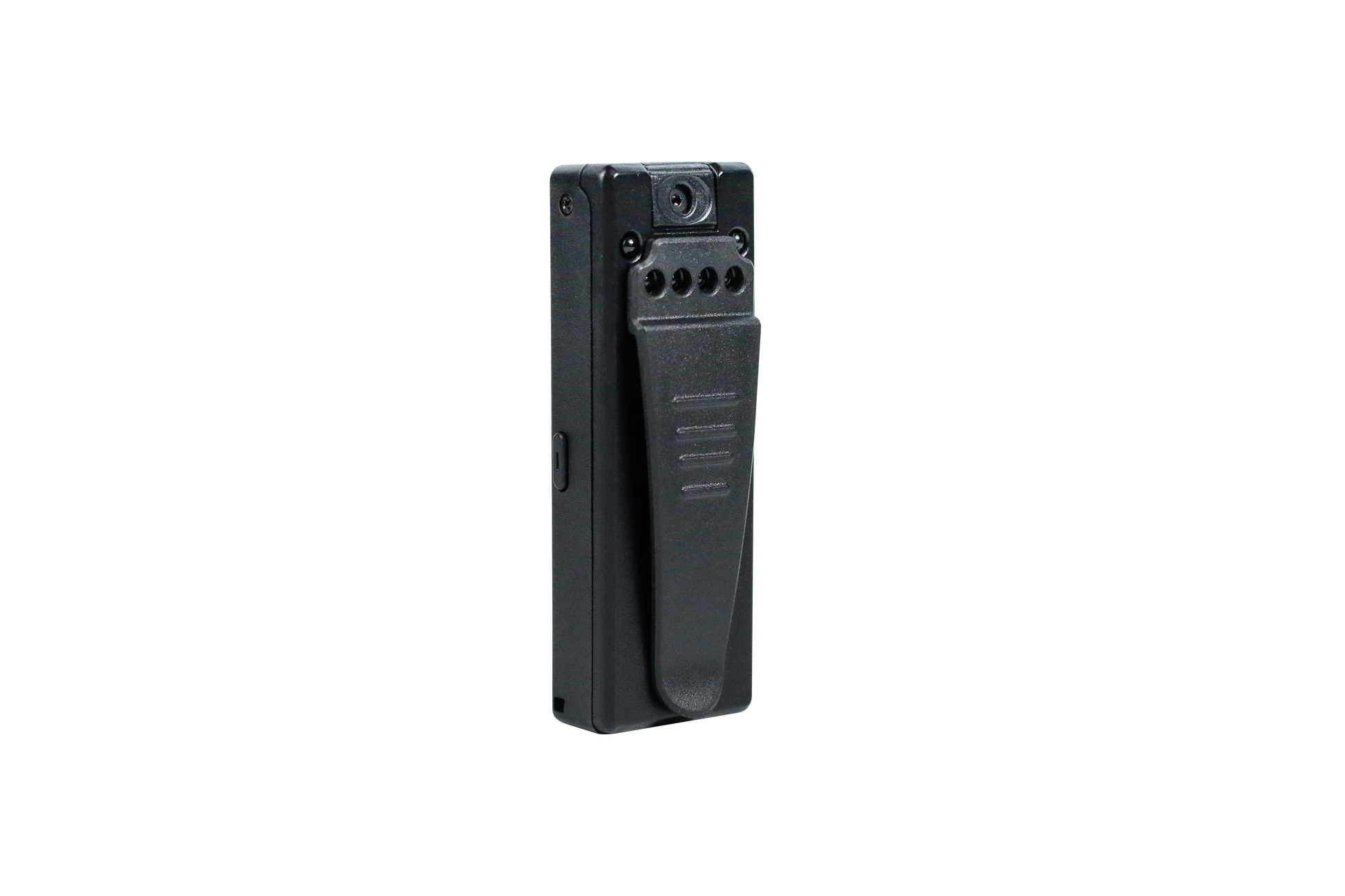 Back view of the Tactical Outland Pro camera featuring the 90-degree rotatable lens and industrial-strength clip.