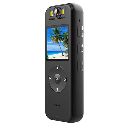 Side view of the tactical body camera showing easy-access buttons for video recording and power.