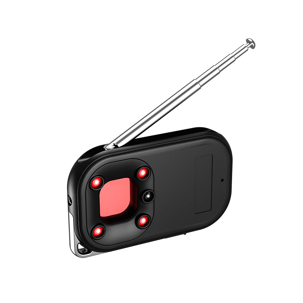 Back view of the Tactical Outland Pro bug sweeper showing the specialized viewfinder and infrared array for privacy protection.