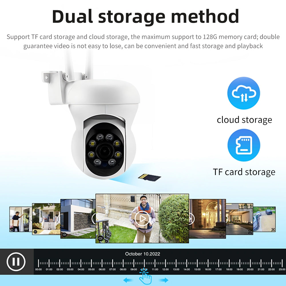 Secure dual storage options for outdoor camera supporting cloud and 128G TF card video playback.