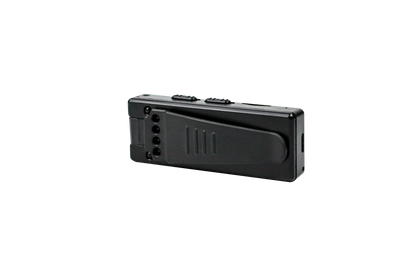Horizontal view of the HD body camera showcasing the USB charging port and streamlined tactical form factor.