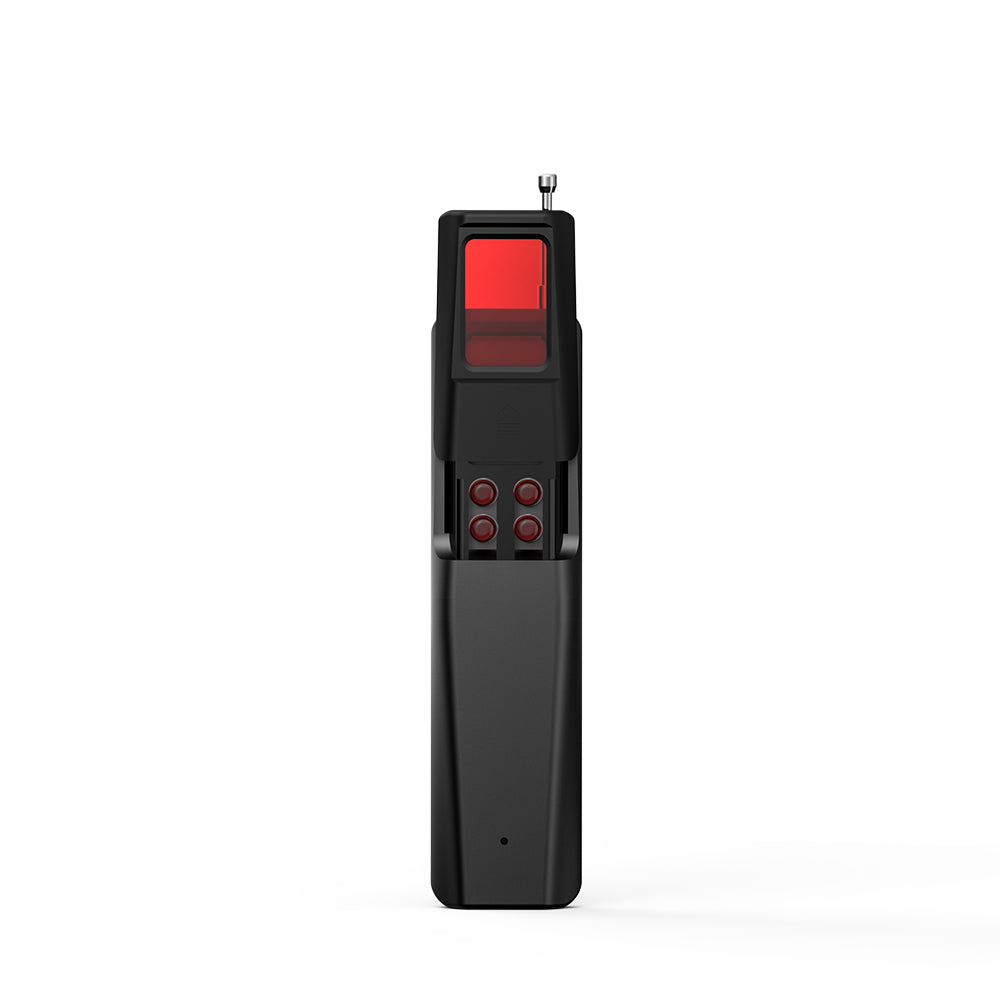 Handheld security detector on a white background showcasing its compact and ergonomic design.