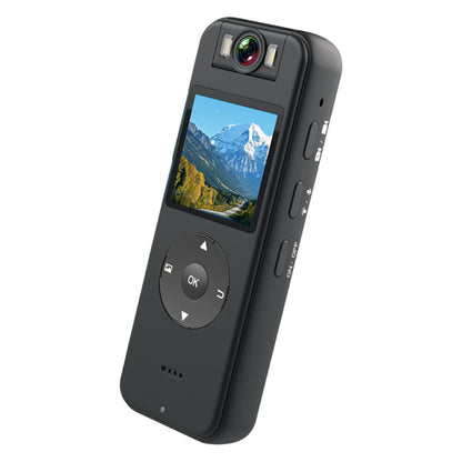 Angled view of the sleek, black Tactical Outland Pro body camera showing the high-definition display.