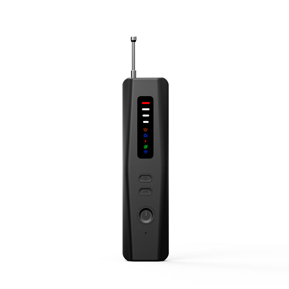The complete Tactical Outland anti-spy detector unit with all sensors and indicators visible.