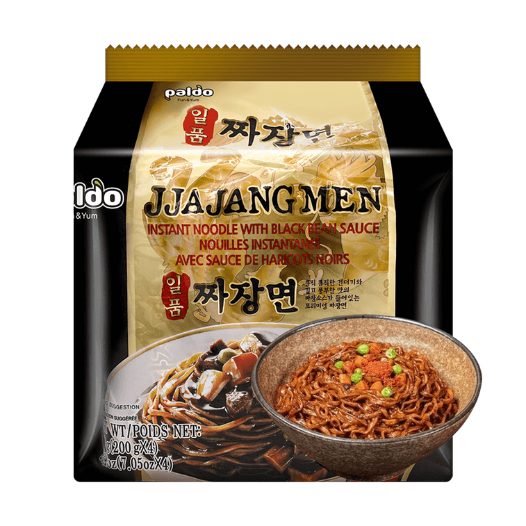 Korean Jjajangmen Noodles with Black Bean Sauce - Instant Ramen, 4 Packs