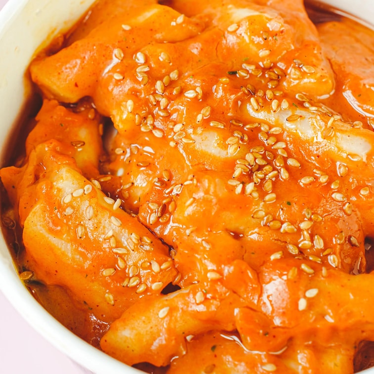 Korean Buldak Carbonara Topokki - Spicy Chicken and Cheese Flavor,6.31oz*3【Trending on TikTok】【Value Pack】