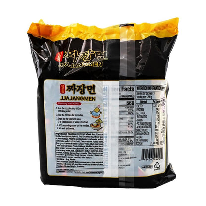 Korean Jjajangmen Noodles with Black Bean Sauce - Instant Ramen, 4 Packs