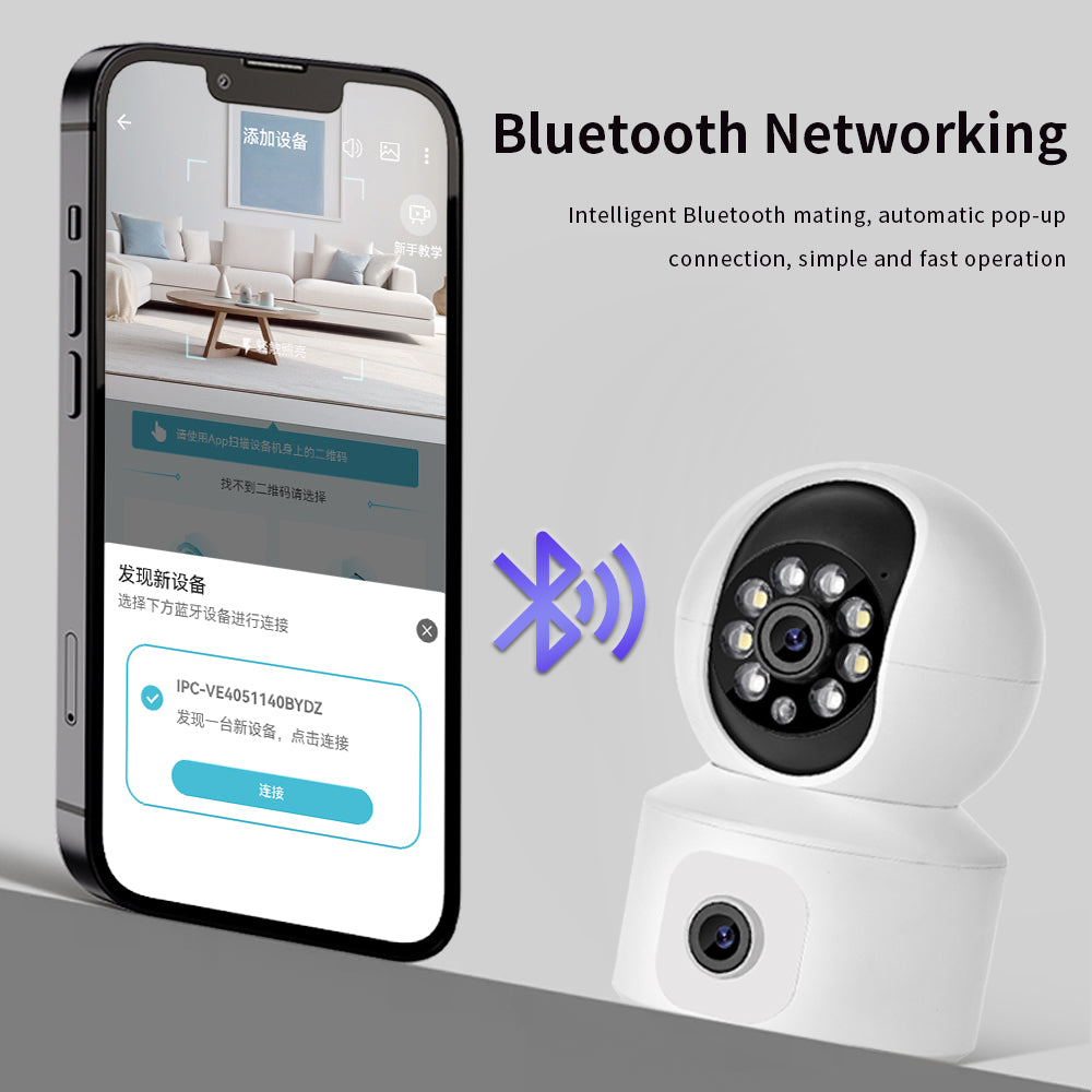 Quick Bluetooth networking and mobile app setup for the Tactical Outland dual lens WiFi camera on a smartphone.