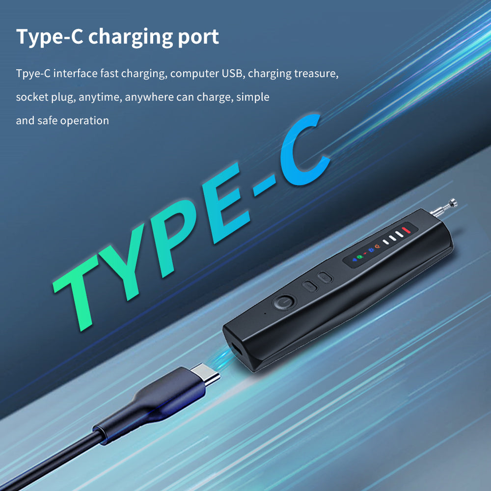 Tactical Outland hidden device detector featuring a universal Type-C charging port for fast and convenient power anywhere.