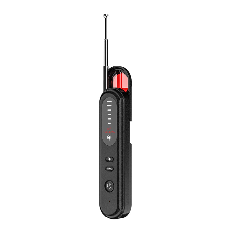 Close-up of the handheld anti-spy device highlighting the infrared viewfinder for privacy security.