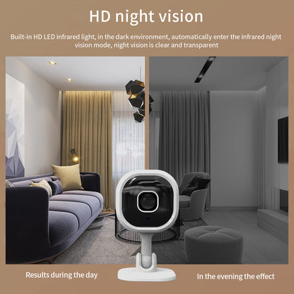 High-definition night vision results showing clear visibility in a dark living room environment.