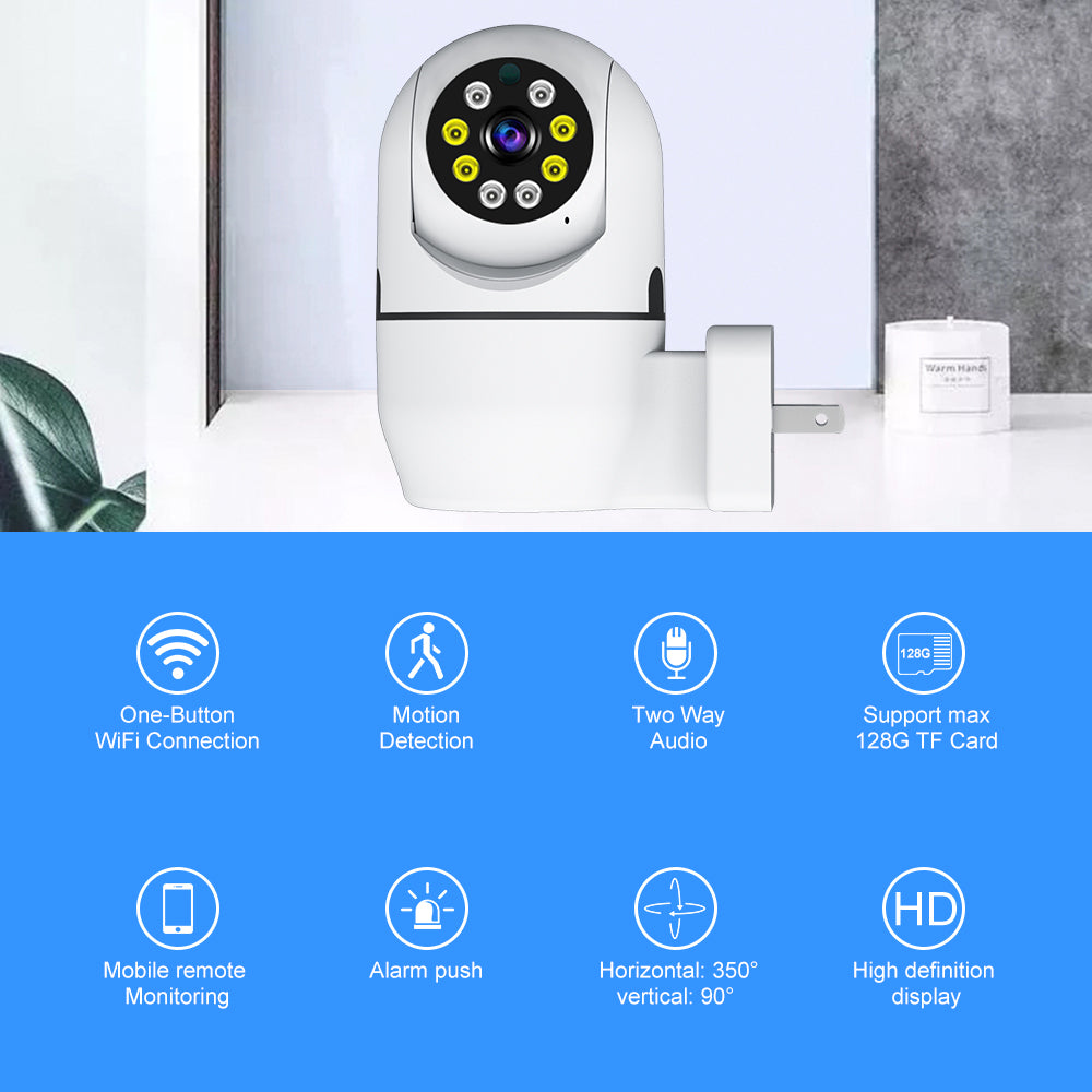 Feature summary including HD display, 128G TF card support, and one-button WiFi connection.