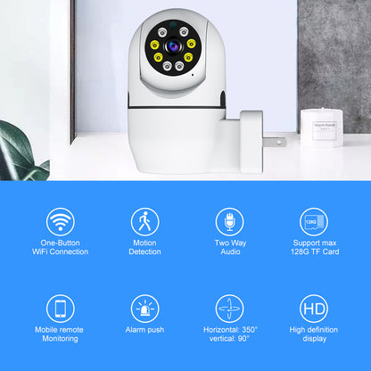 Feature summary including HD display, 128G TF card support, and one-button WiFi connection.