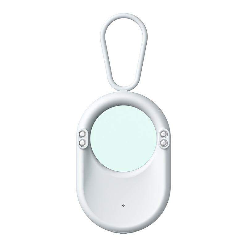 Front view of a white infrared hidden camera finder device for hotel and Airbnb security.