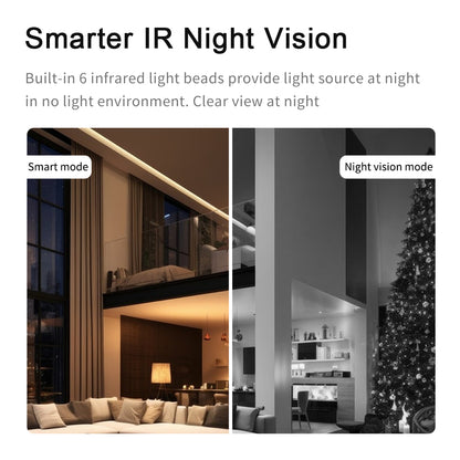 Side-by-side comparison of smart mode and infrared night vision mode on the 1080P HD surveillance camera.